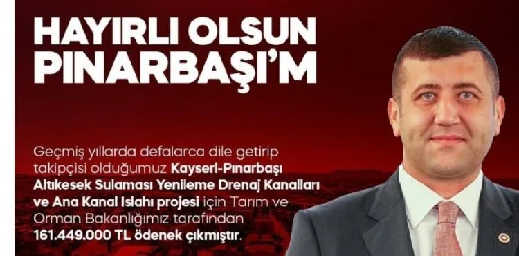 Bakanlıktan Altıselek Projesine 161 milyon 449 bin liralık ödenek