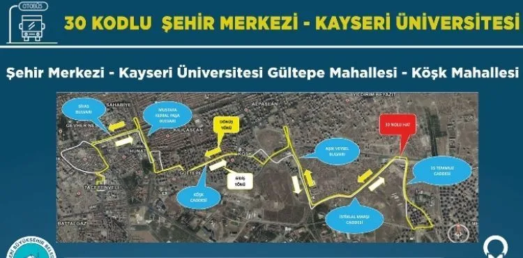 BÜYÜKŞEHİR BELEDİYESİ ULAŞIM A.Ş.’DEN TALAS’A 6 YENİ HAT