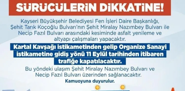 BÜYÜKŞEHİR’DEN ‘YOL YAPIM’ UYARISI