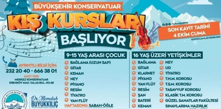 KAYSERİ’NİN SANAT KALBİ BÜYÜKŞEHİR KONSERVATUVARI’NIN KIŞ KURSLARINA KAYITLAR SÜRÜYOR