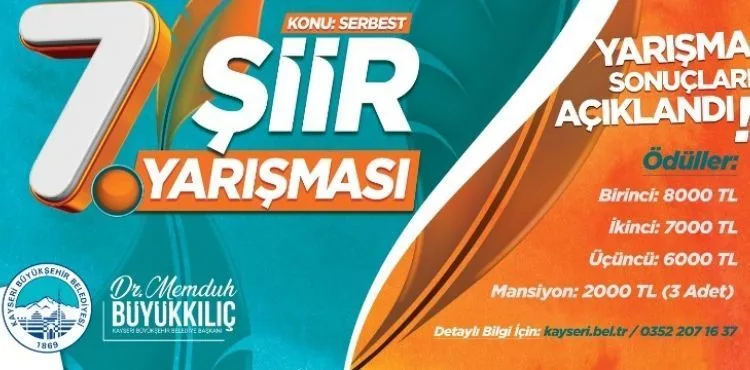 BÜYÜKŞEHİR 7’NCİ ŞİİR YARIŞMASI’NDA KAZANANLAR BELLİ OLDU