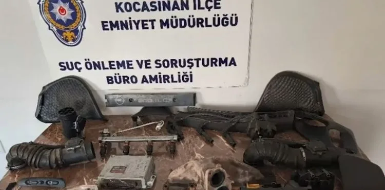 Otomobilden ses sitemi ve motor parçaları çalan şüpheli yakalandı;