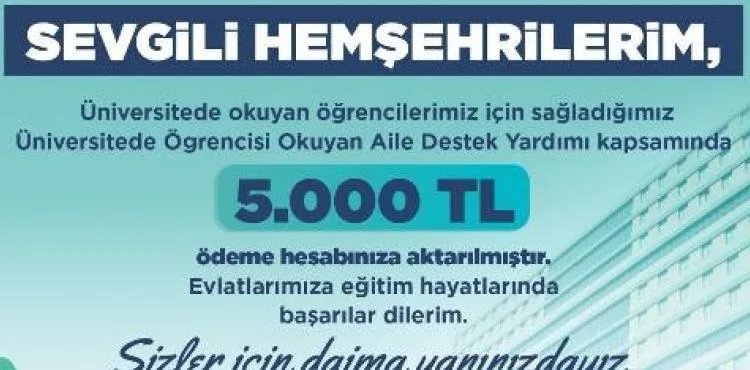 ÖĞRENCİ DOSTU BÜYÜKŞEHİR’DEN 5 BİNDEN FAZLA AİLEYE YAKLAŞIK 26 MİLYON TL’LİK NAKDİ EĞİTİM DESTEĞİ