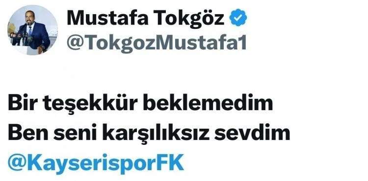 MUSTAFA TOKGÖZ'DEN DİKKAT ÇEKEN PAYLAŞIM