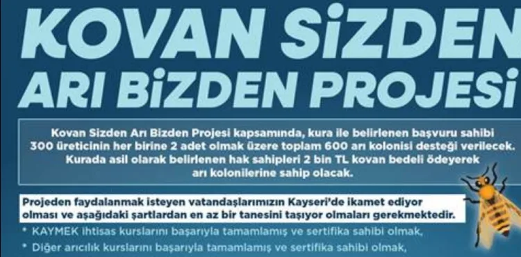 BÜYÜKŞEHİR’İN, BAL DAMLAYACAK ‘KOVAN SİZDEN, ARI BİZDEN' PROJESİNE BAŞVURULAR BAŞLIYOR
