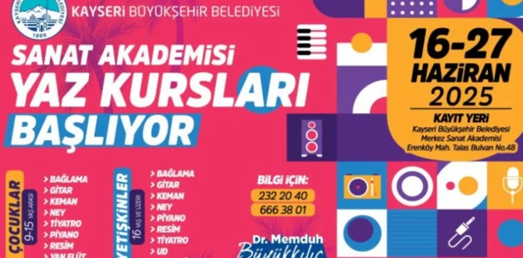 BÜYÜKŞEHİR, SANAT AKADEMİSİ YAZ KURSLARI İÇİN KAYITLARI BAŞLATIYOR