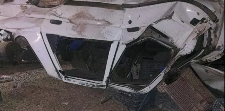 Otomobil, refüje çarpıp devrildi: 5 yaralı