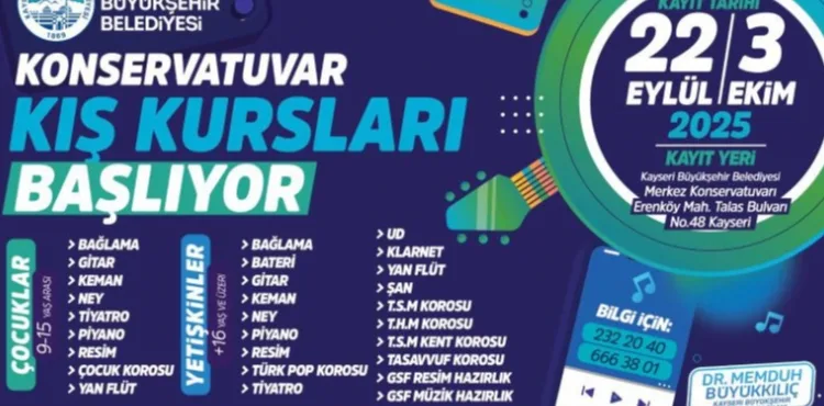 BÜYÜKŞEHİR’İN KONSERVATUVAR KIŞ KURSLARI İÇİN KAYITLAR BAŞLIYOR