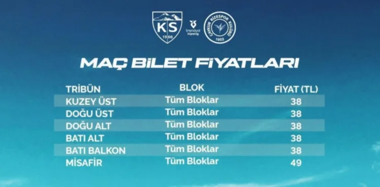 Kayserispor-Çaykur Rizespor maçının biletleri satışa sunuldu