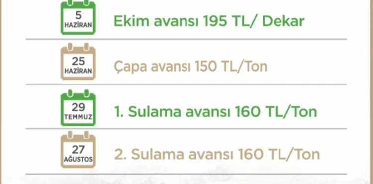 KAYSERİ ŞEKER 2026 ÜRETİM YILI AVANS TAKVİMİNİ AÇIKLADI
