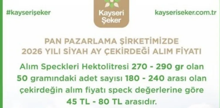 SİYAH AY ÇEKİRDEĞİNDE ALIM FİYATLARI BELLİ OLDU