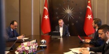 Cumhurbakan Erdoan MT Bakan Fidan'la video konferans yoluyla grt