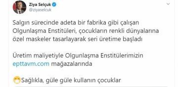 Bakan Seluktan 'ocuklara zel maske' paylam