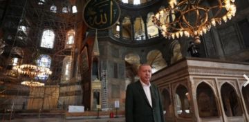 Erdoan Ayasofya'da incelemelerde bulundu