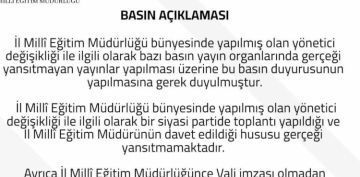  l Milli Eitimden ynetici deiiklii aklamas