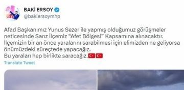 Sarz, Afet blgesi kapsamna alnyor