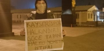 Kayserispordan yaplan aklamaya pankartl tepki