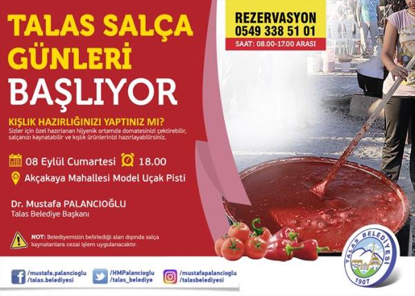 Talas Salça Günleri Başlıyor