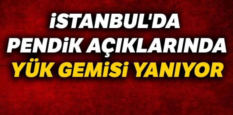 stanbul'da Pendik aklarnda yk gemisi yanyor