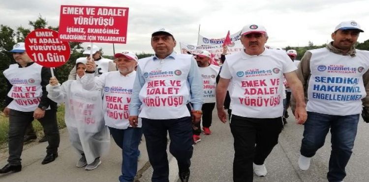 Emek ve Adalet Yürüyüşü'ne Hizmet-İş Sendikası Kayseri Şubesi'nden destek