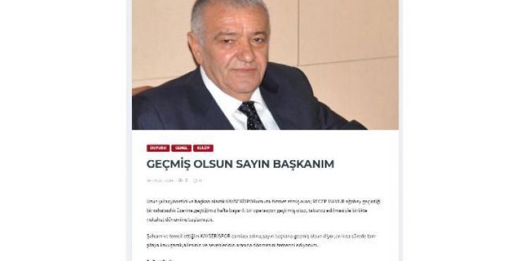 Kayserispor Başkanı Erol Bedir, Mamur için mesaj yayınladı