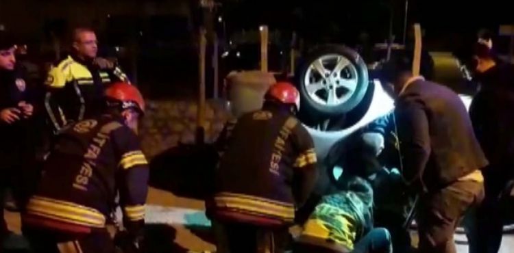Kontrolden çıkan otomobil devrildi: 3 yaralı