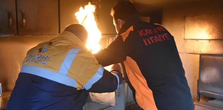 Kocasinan'da çalışanlara yönelik yangın tatbikatı