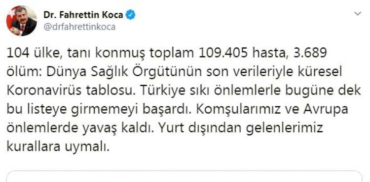 Sağlık Bakanı Koca koronavirüste son verileri paylaştı