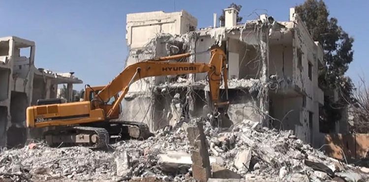 Resulayn’da tahrip edilen karargahlar yıkıldı, koronavirüs tedbirleri alındı