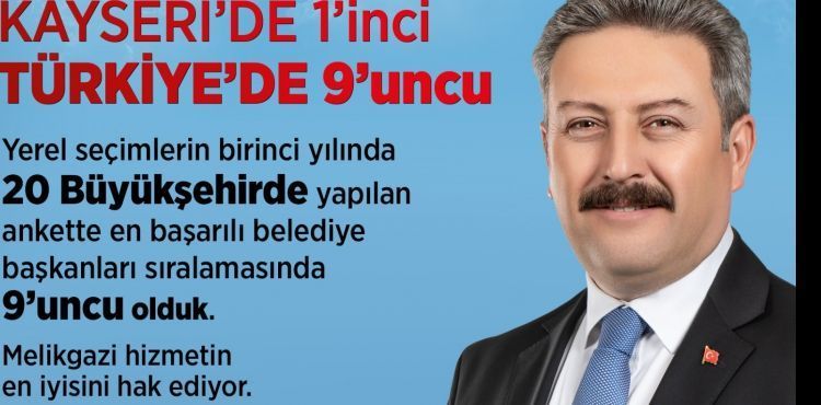 MELİKGAZİ BELEDİYESİ KAYSERİ’DE 1., TÜRKİYE’DE 9. SIRADA Mustafa Palancıoğlu, En Başarılı 9. Başkan Seçildi