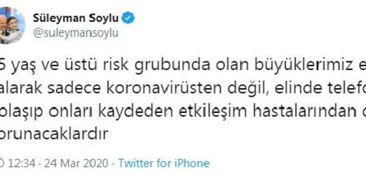 Bakan Soylu: Büyüklerimiz evde kalarak, etkileşim hastalarından da korunacak