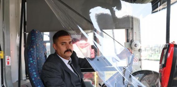 Kayseri'de otobüslerde koronavirüse karşı brandalı önlem