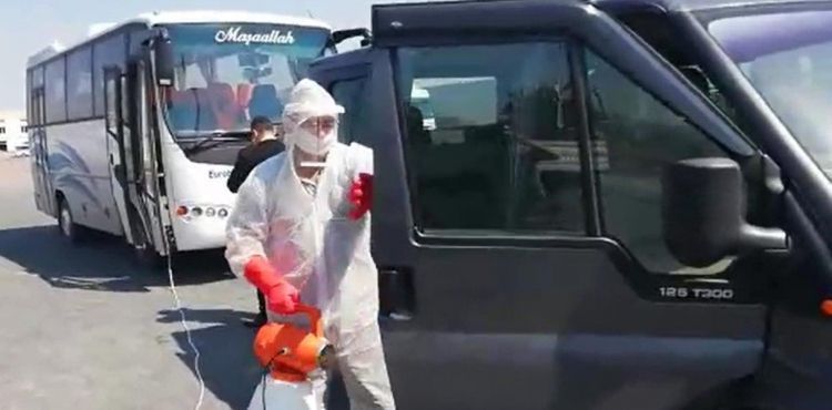 Kayseri OSB'de işçi servisleri dezenfekte edildi