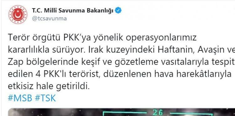 İçişleri Bakanlığı: Mardin'de 2 terörist etkisiz hale getirildi