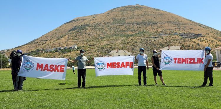PARAŞÜTLE MASKE MESAFE TEMİZLİK UYARISI