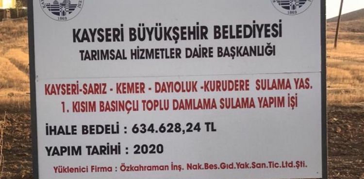 BÜYÜKŞEHİR’DEN SARIZ’A “DAMLAMA SULAMA PROJESİ”