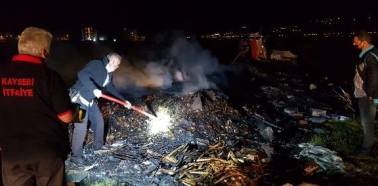 Kayseri’de baraka yangını