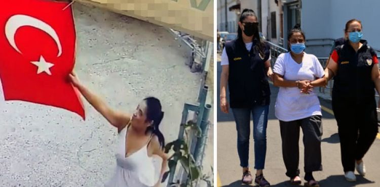 Türk bayrağını çöpe atan kadın adliyeye sevk edildi