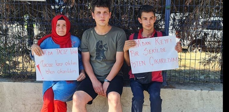 FABRİKA ÖNÜNDE 'TACİZ' SUÇLAMASI SONRASI İŞTEN ÇIKARILMA EYLEMİ