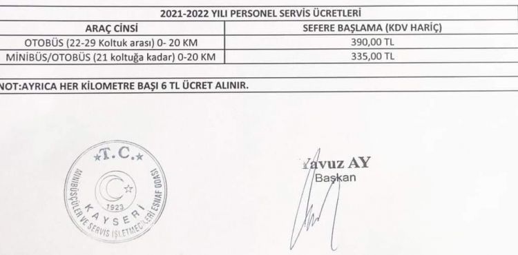 Öğrenci Servisi Yeni Fiyatları Güncellendi