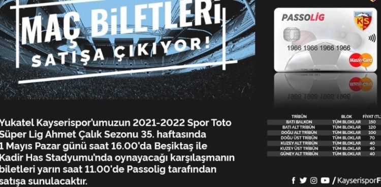 Kayserispor - Beikta ma bilet fiyatlar belli oldu