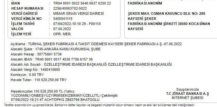 Kayseri Şeker’den ‘Turhal Şeker Fabrikası’ açıklaması