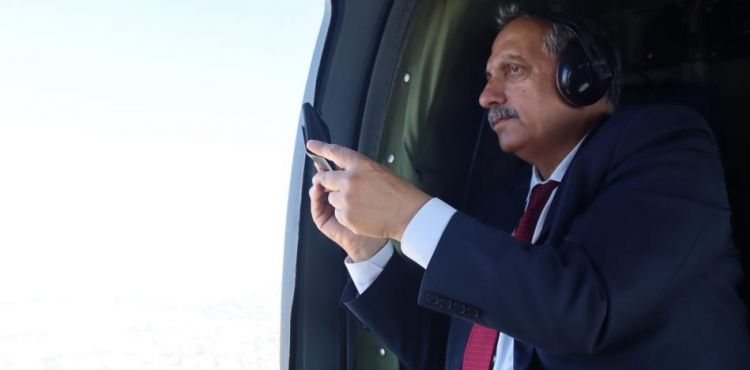 Başkan Yalçın Talas'ı helikopterden denetledi