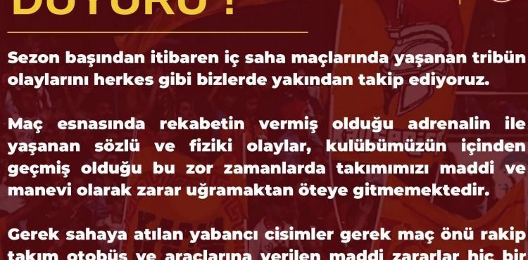 Kapalıkale Taraftar grubundan uyarı