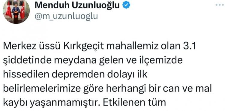 Pınarbaşı'nda yaşanan depremde can ve mal kaybı yok