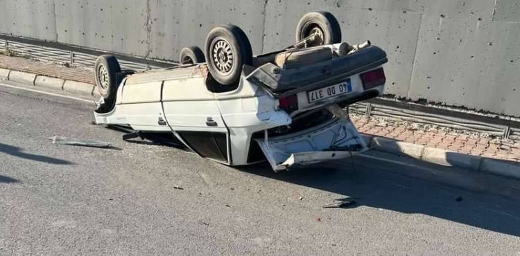 TIR ile çarpışan otomobil takla attı: 2 yaralı