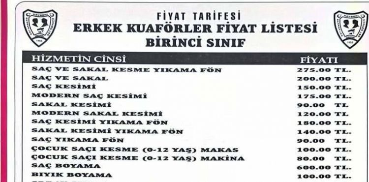 Kuafr ve berber tarifleri zamland