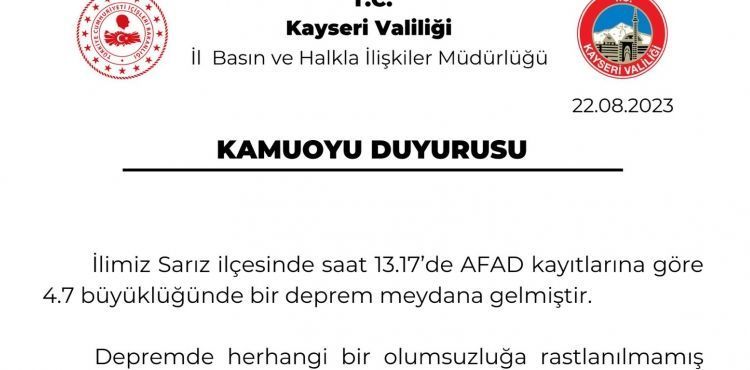 Deprem sonras valilikten aklama