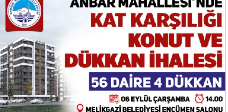 ANBAR'DA KAT KARŞILIĞI 56 ADET DAİRE VE 4 DÜKKÂN İHALESİ YAPILACAK
