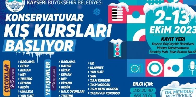 BÜYÜKŞEHİR, KONSERVATUVAR KIŞ KURSLARI KAYITLARINI ALMAYA BAŞLIYOR